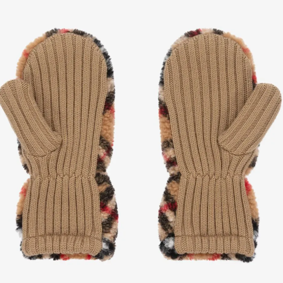 Burberry Archive Beige Wool Vintage Check Mittens ArchiveBeige