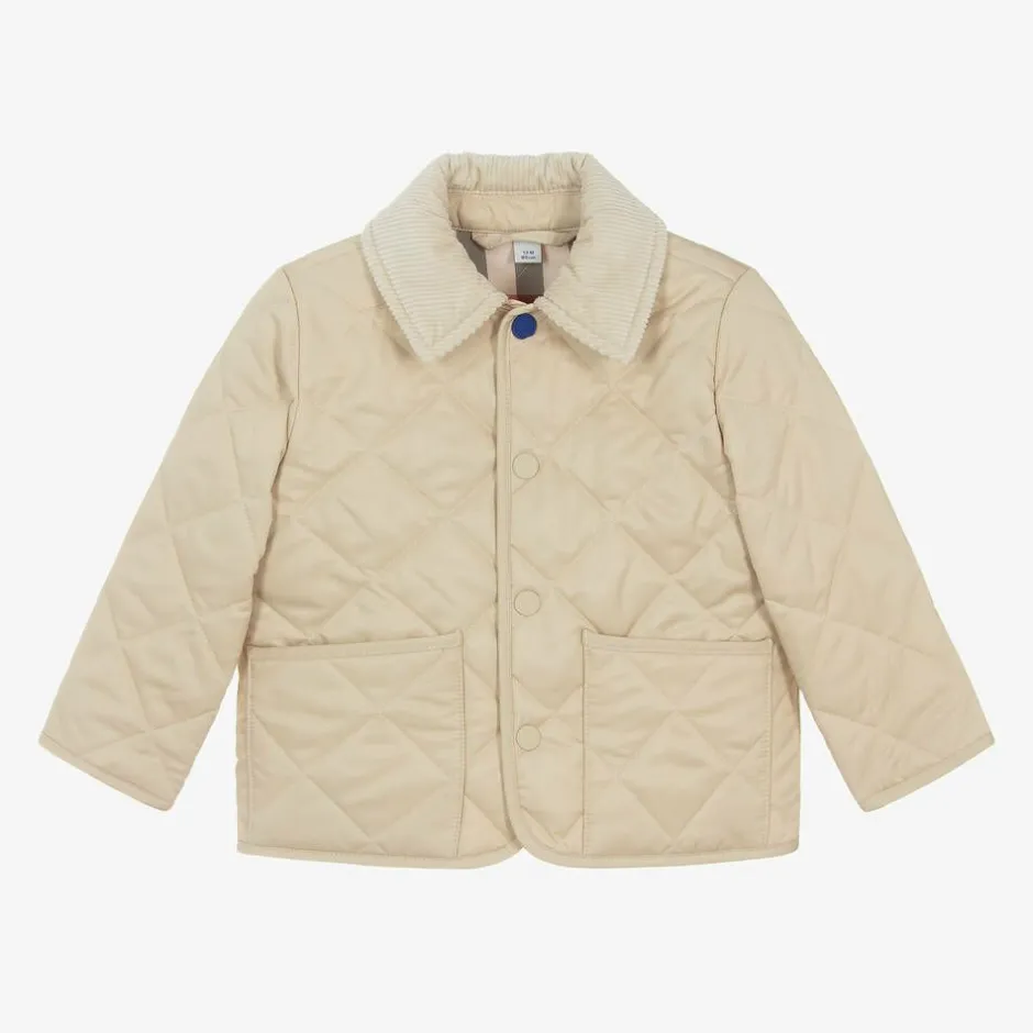 Burberry Baby Beige Quilted Jacket PaleStone Sale