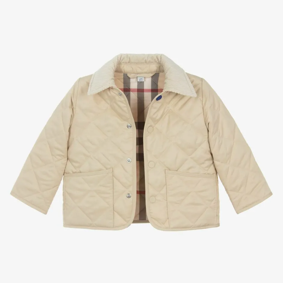 Burberry Baby Beige Quilted Jacket PaleStone Sale