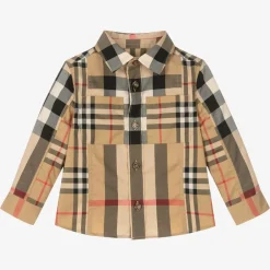 Burberry Baby Boys Beige Check Shirt Hot