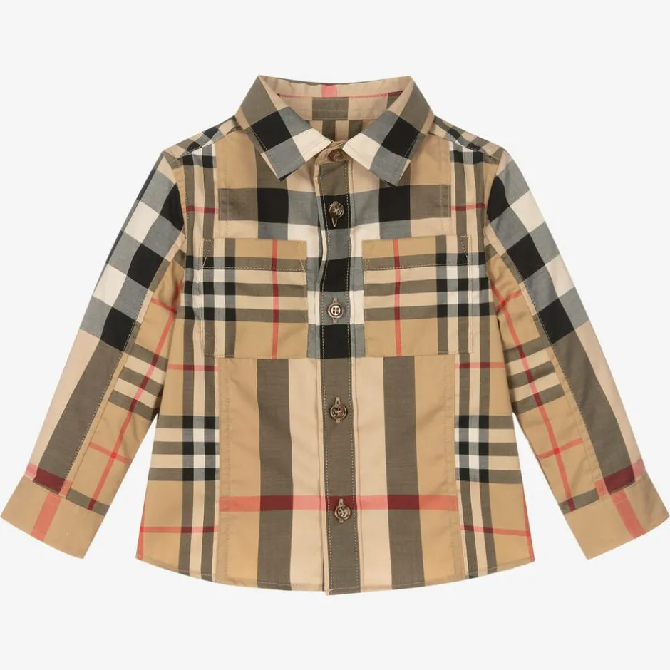Burberry Baby Boys Beige Check Shirt Hot