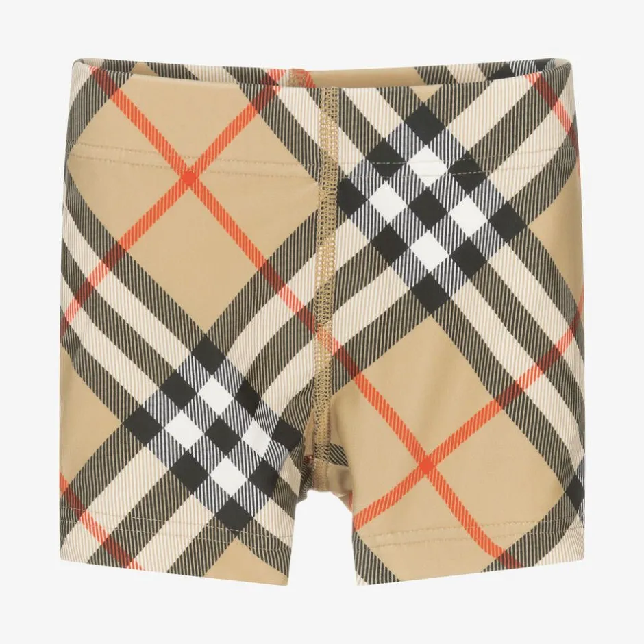 Burberry Baby Boys Beige Check Swim Shorts New