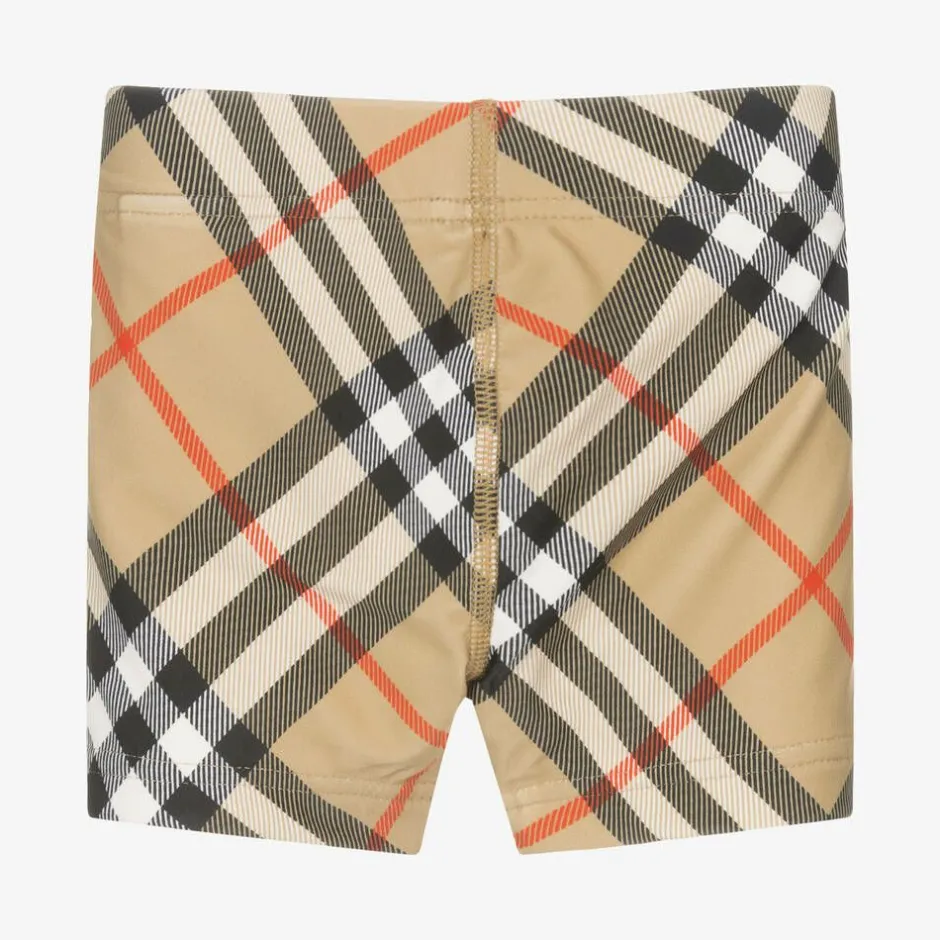 Burberry Baby Boys Beige Check Swim Shorts New