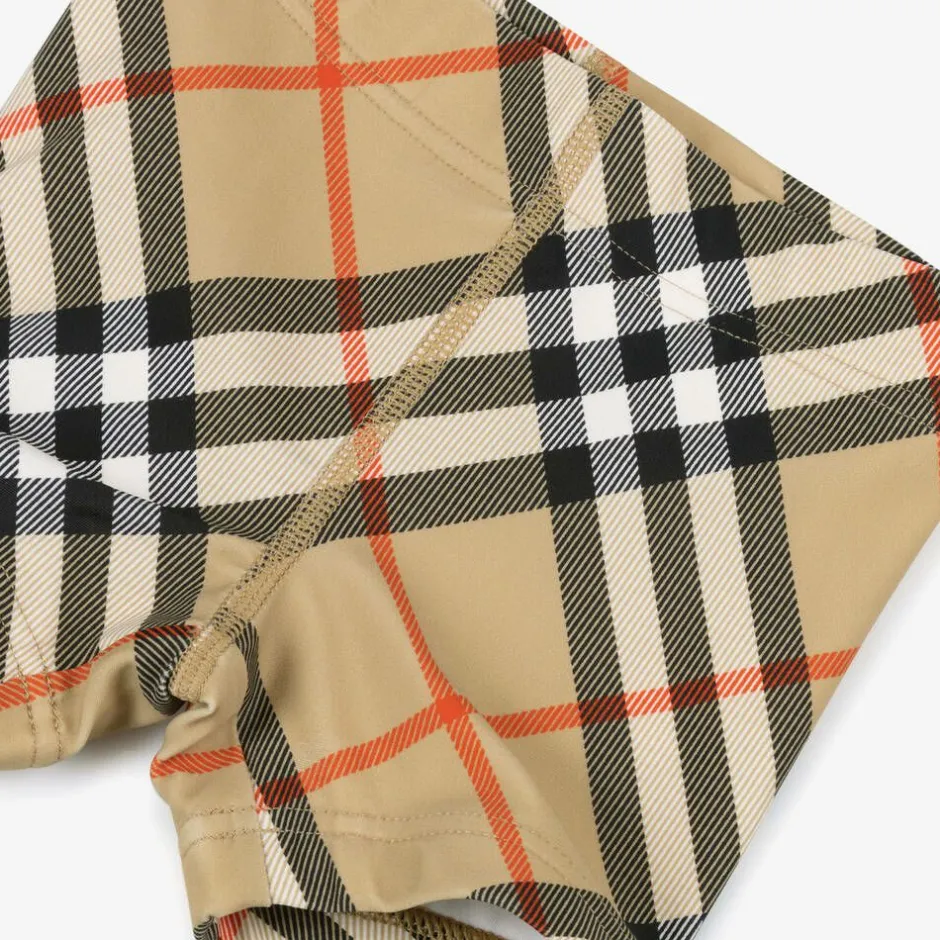 Burberry Baby Boys Beige Check Swim Shorts New