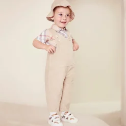 Burberry Baby Boys Beige Cotton Dungaree Set PaleStone Sale