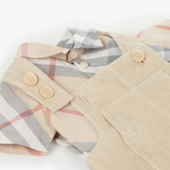 Burberry Baby Boys Beige Cotton Dungaree Set PaleStone Sale