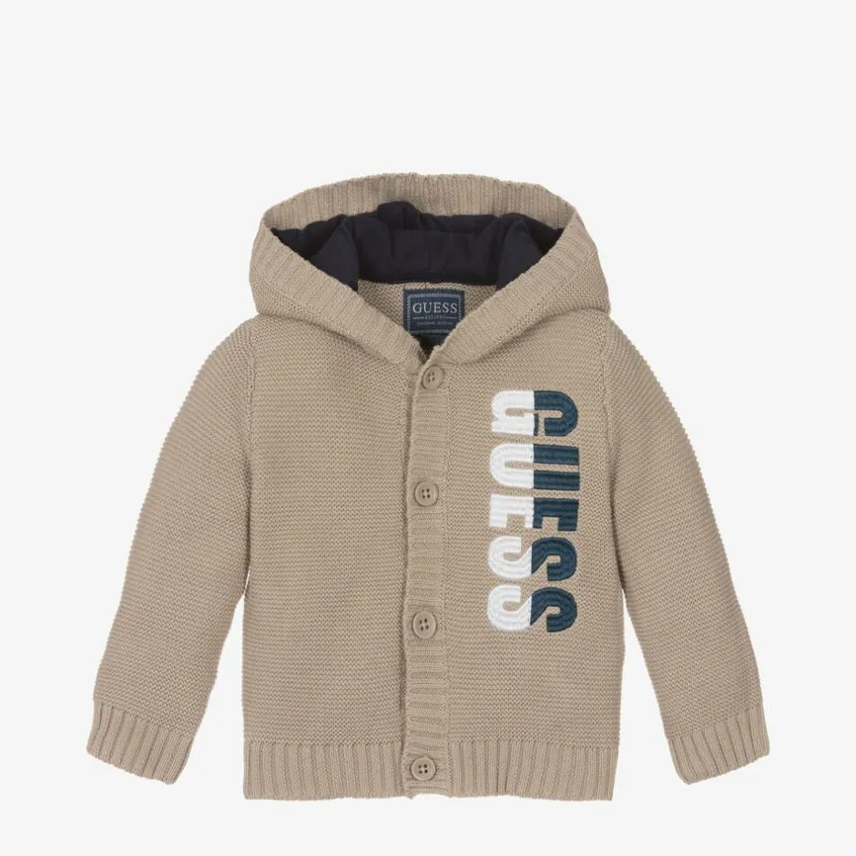 Guess Baby Boys Beige Cotton Knitted Cardigan Hot