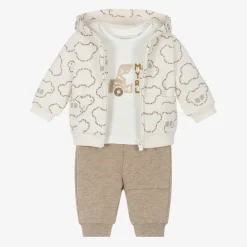 Mayoral Newborn Baby Boys Beige Cotton Tracksuit Set Clearance