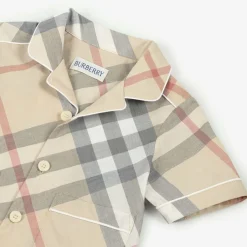 Burberry Baby Boys Beige Cotton Trouser Gift Set PaleStoneCheck Best