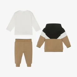 BOSS Baby Boys Beige Cotton Tracksuit Set Clearance