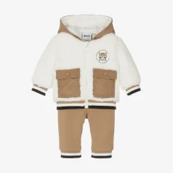 BOSS Baby Boys Beige Fleece Tracksuit Hot