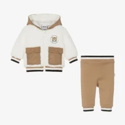 BOSS Baby Boys Beige Fleece Tracksuit Hot