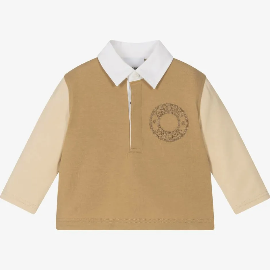 Burberry Baby Boys Beige Logo Top New