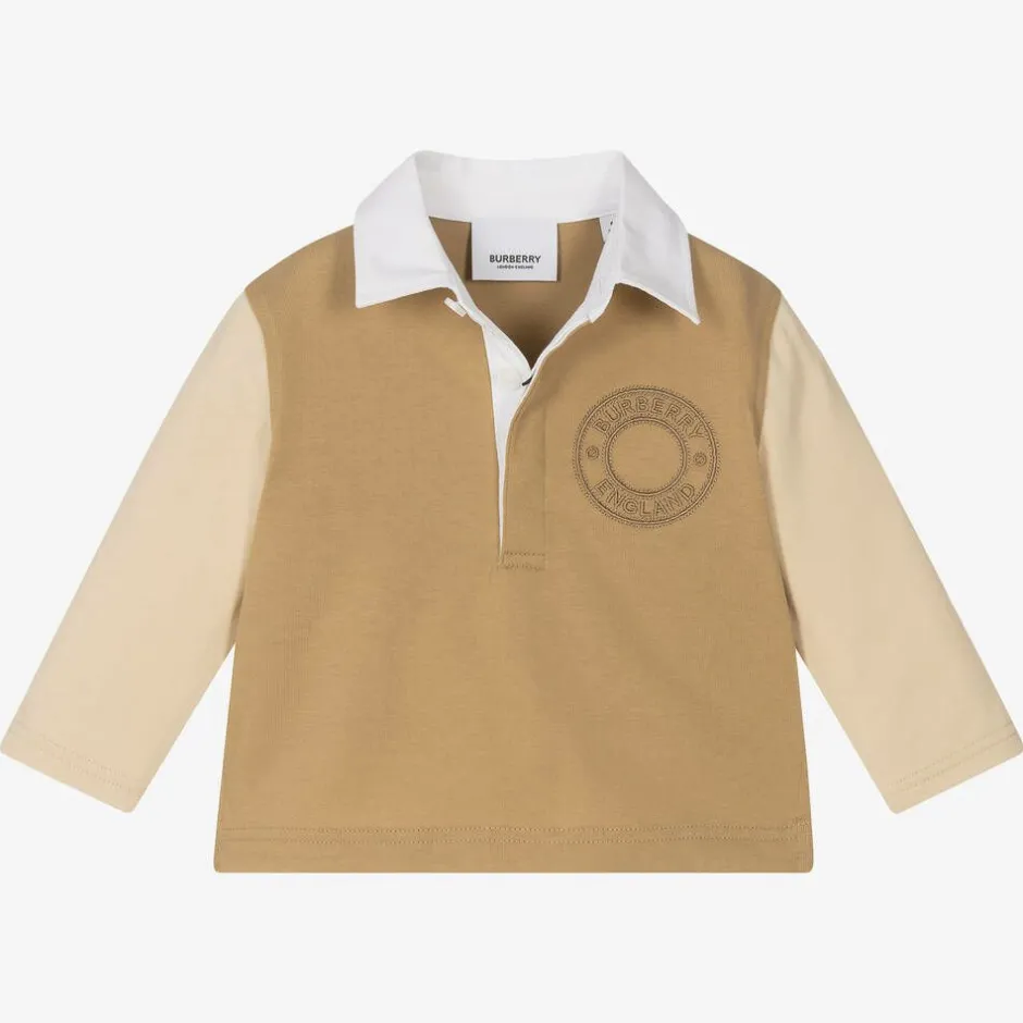 Burberry Baby Boys Beige Logo Top New