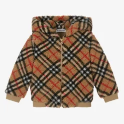 Burberry Baby Boys Beige Vintage Check Zip-Up Hoodie Outlet