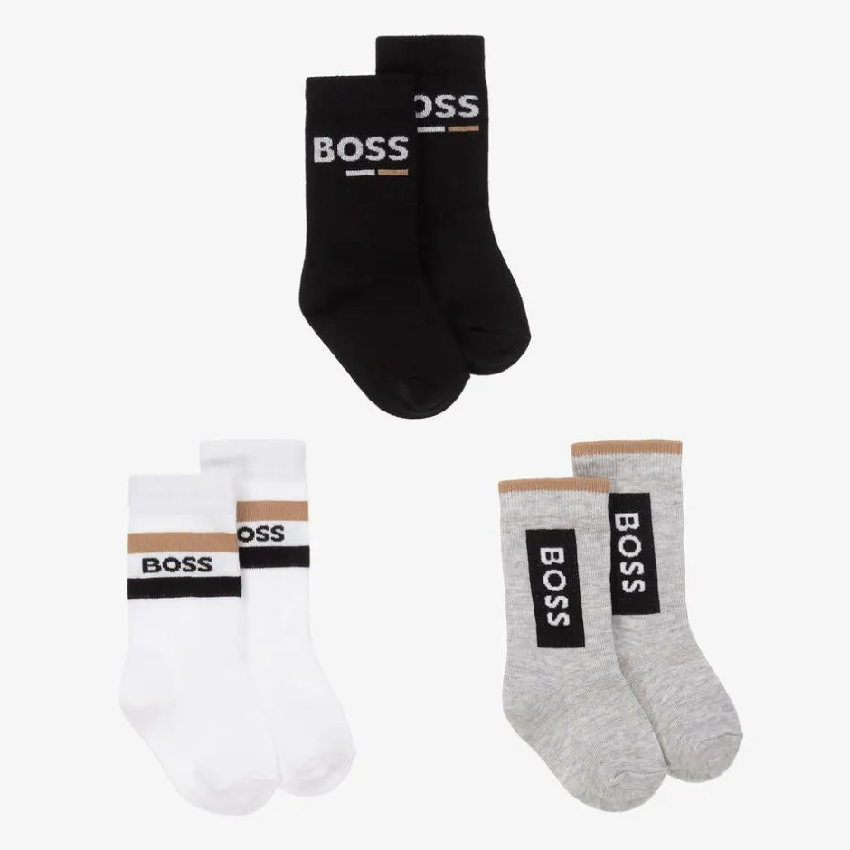 BOSS Baby Boys Black & Grey Socks (3 Pack) Discount