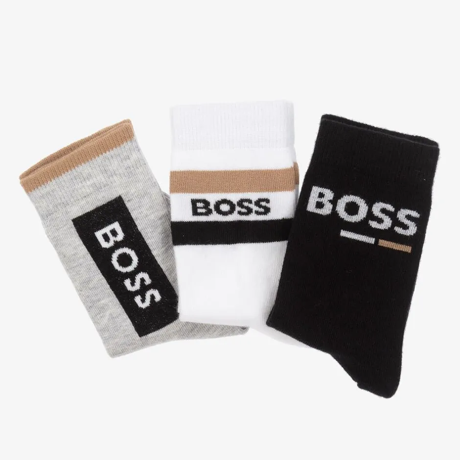 BOSS Baby Boys Black & Grey Socks (3 Pack) Discount