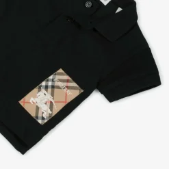 Burberry Baby Boys Black Cotton Piqué Polo Shirt Clearance
