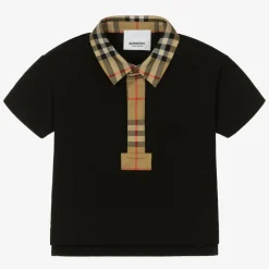 Burberry Baby Boys Black Logo Polo Shirt Clearance