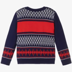 Gucci Baby Boys Blue & Red Wool Sweater Outlet