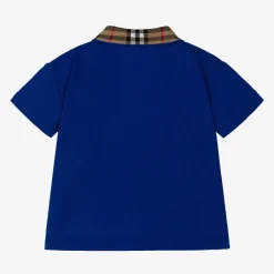 Burberry Baby Boys Blue Check Polo Shirt Outlet