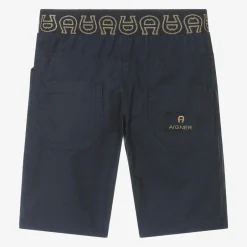 AIGNER Baby Boys Blue Cotton Bermuda Shorts Online