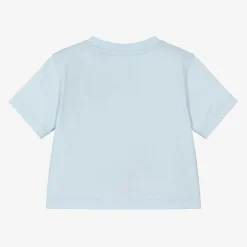 Burberry Baby Boys Blue Cotton Logo T-Shirt Hot