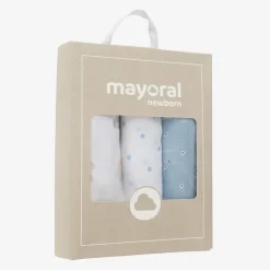 Mayoral Baby Boys Blue Cotton Muslins (3 Pack) Clearance