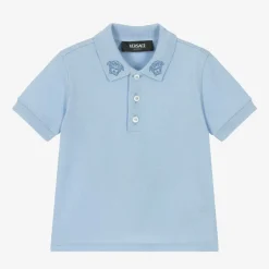 Versace Baby Boys Blue Cotton Polo Shirt Outlet