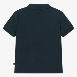AIGNER Baby Boys Blue Cotton Polo Shirt New
