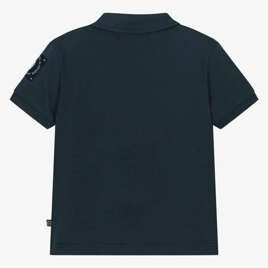 AIGNER Baby Boys Blue Cotton Polo Shirt New