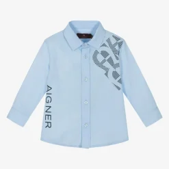 AIGNER Baby Boys Blue Cotton Shirt Clearance