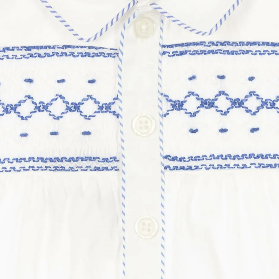 Rachel Riley Baby Boys Blue Cotton Smocked Buster Suit Online