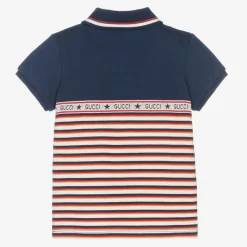 Gucci Baby Boys Blue Cotton Striped Polo Shirt Sale