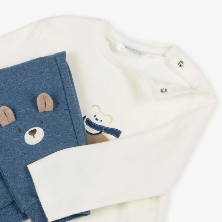 Mayoral Newborn Baby Boys Blue Cotton Tracksuit Set Hot