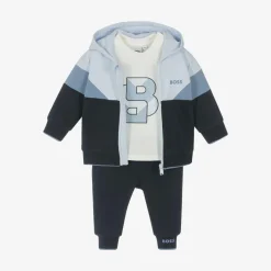 BOSS Baby Boys Blue Cotton Tracksuit Set Hot