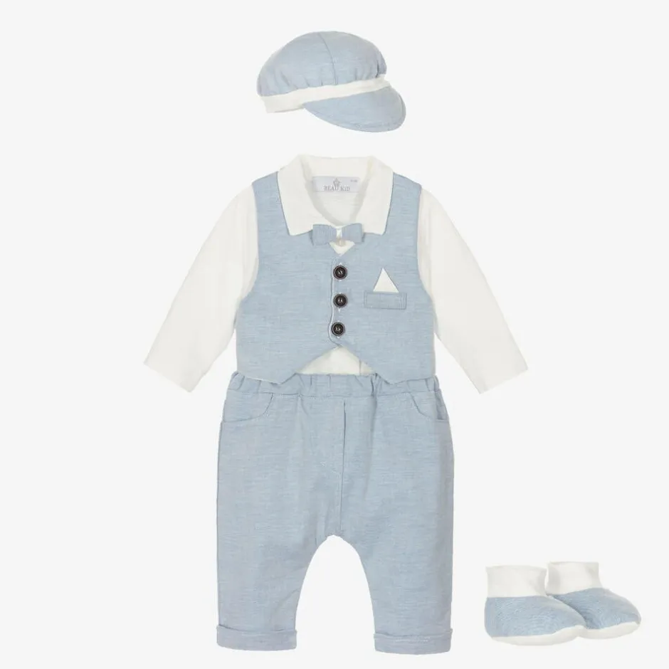 Beau KiD Baby Boys Blue Cotton Trouser Set Discount