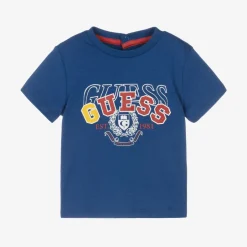 Guess Baby Boys Blue Cotton T-Shirt Outlet