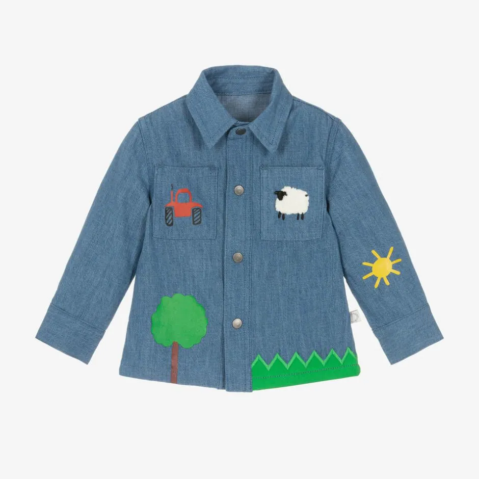 Stella McCartney Kids Baby Boys Blue Denim Farmyard Shirt Online