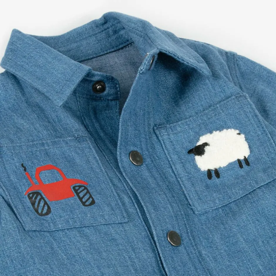 Stella McCartney Kids Baby Boys Blue Denim Farmyard Shirt Online