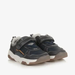 Beppi Baby Boys Blue Faux Leather Trainers