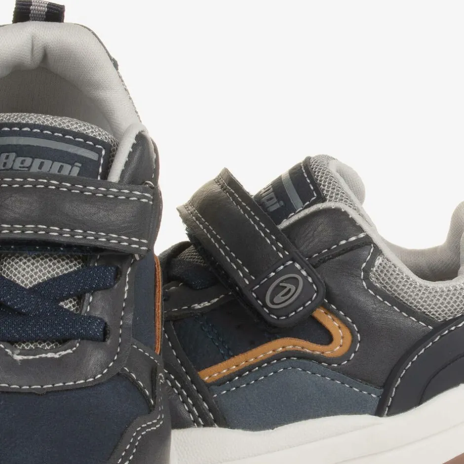 Beppi Baby Boys Blue Faux Leather Trainers