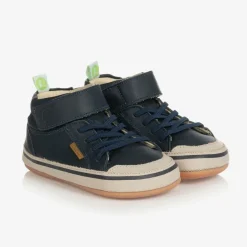 Tip Toey Joey Baby Boys Blue Leather Hi-Top Trainers Sale