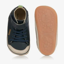 Tip Toey Joey Baby Boys Blue Leather Hi-Top Trainers Sale