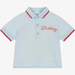 Burberry Baby Boys Blue Logo Polo Shirt Clearance
