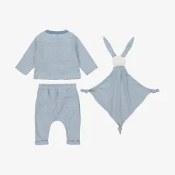 Petit Bateau Baby Boys Blue Stripe Organic Cotton Trouser Set Outlet