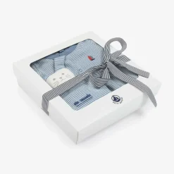 Petit Bateau Baby Boys Blue Stripe Organic Cotton Trouser Set Outlet