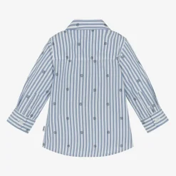 BOSS Baby Boys Blue Striped Cotton Shirt Online