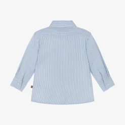 AIGNER Baby Boys Blue Striped Panel Cotton Shirt Discount