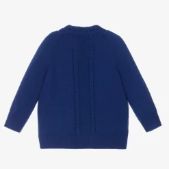 Burberry Baby Boys Blue Wool Knit Cardigan Discount